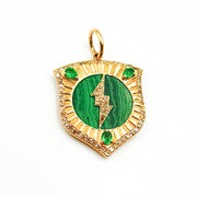 14K Solid Gold Shield Pendant